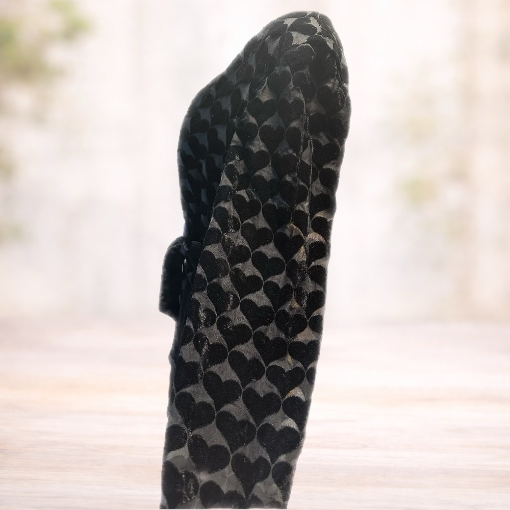 Betsey Johnson Black Velvet Heart Pattern Mini Dress Medium - Picture 5 of 7